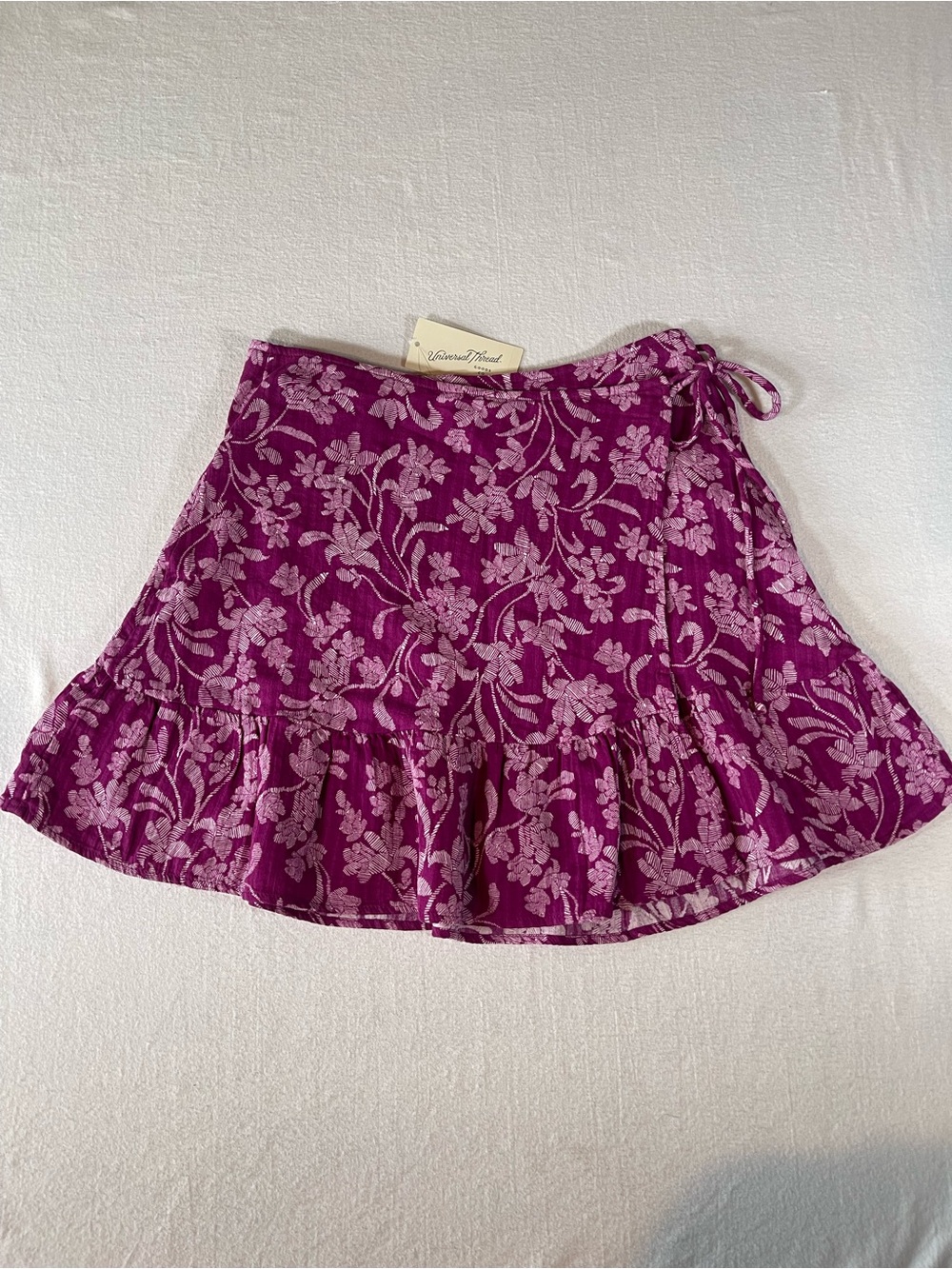 Universal Thread Purple Floral Tie-String Wrap-Around Skater Skirt Women’s S NWT